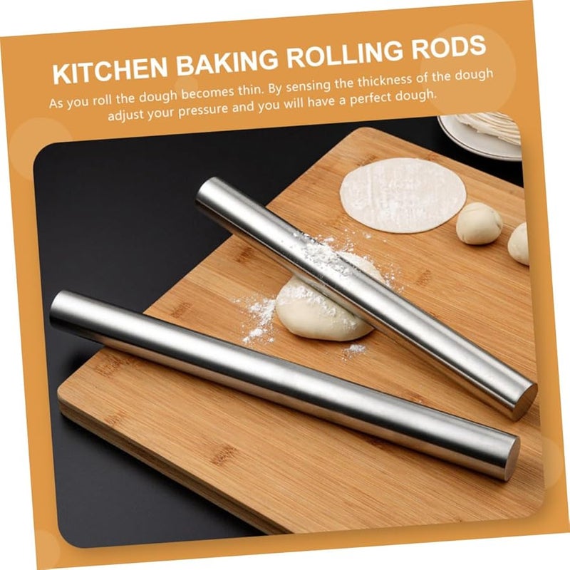 Stainless Steel Rolling Pin Non Stick Hollow Design Anti Slip Handles For Pasta Pizza Pastry - Image 3